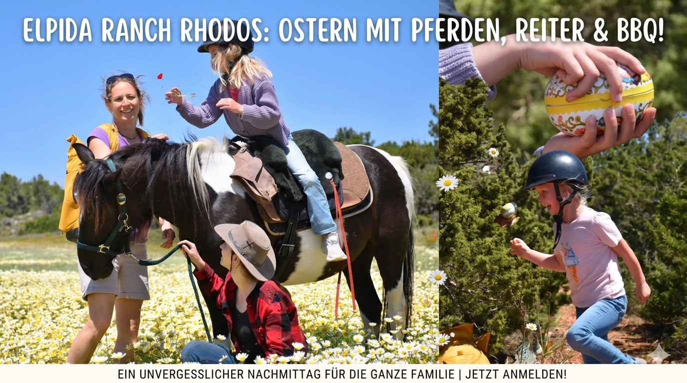 Ostern 2026 auf Rhodos: Ostereiersuche &amp; BBQ auf der Elpida Ranch